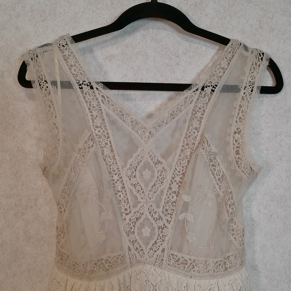 NWT Free People Victoria Ivory Lace&Embroidery Cinderella Mini Dress,Lining Sz2 - Picture 8 of 12